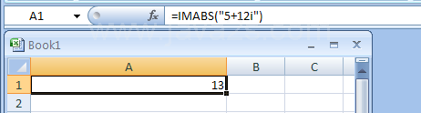 IMABS returns the absolute value (modulus) of a complex number