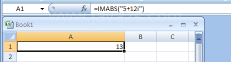 Input the formula: =IMABS