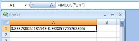 IMCOS returns the cosine of a complex number