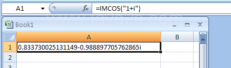 Input the formula: =IMCOS