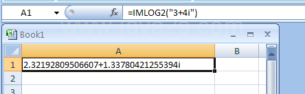 Input the formula: =IMLOG2