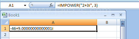 IMPOWER(complex_number, power) returns a complex number raised to an integer power