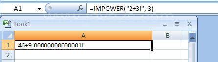 Input the formula: =IMPOWER