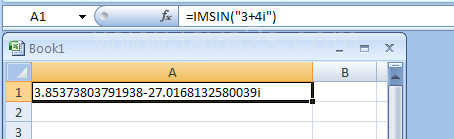 Input the formula: =IMSIN