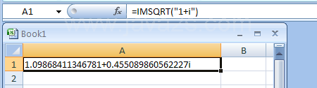 Input the formula: =IMSQRT