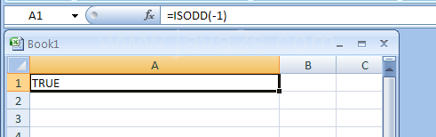 ISODD(number) returns TRUE if the number is odd