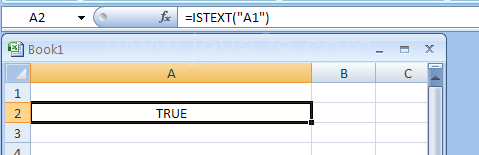 ISTEXT returns TRUE if the value is text