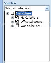To search a specific collection Clip Art, click the Search In, and then select the collections.