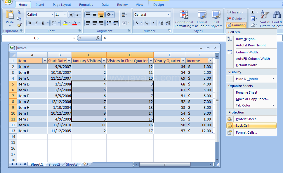 Lock or Unlock Worksheet Cells