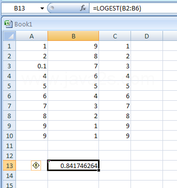 LOGEST returns the parameters of an exponential trend