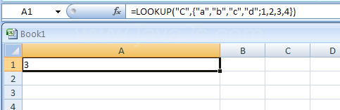 Input the formula: =LOOKUP