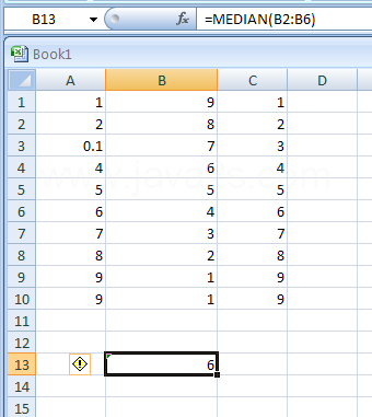 MEDIAN(number1,number2,...) returns the median of the given numbers