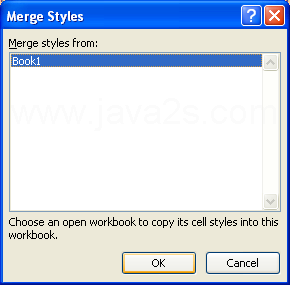 Click the workbook that contains the styles you want to merge. Click OK.