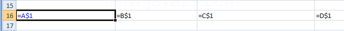 If you copy or fill the formula across rows or down columns, the relative references adjust, and the absolute ones don't adjust.