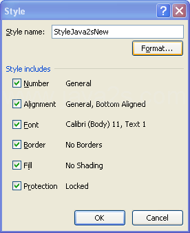 To create a new style based on an existing style, type a name for the cell style. Click Format.