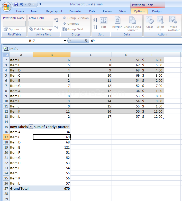 Modify a PivotTable Report