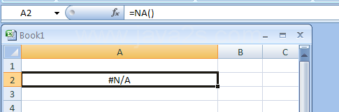 NA returns the error value #N/A