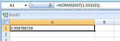 NORMSDIST(z) returns the standard normal cumulative distribution