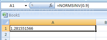 NORMSINV(probability) returns the inverse of the standard normal cumulative distribution