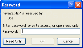 Click Read Only or type the password in the Password dialog box.