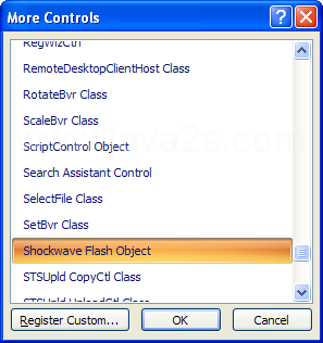 Click Shockwave Flash Object. Click OK.