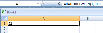 Input the formula: =RANDBETWEEN(1,100)