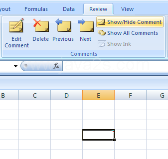 Select a cell, and then click the Show/Hide Comment button in the Review tab to show or hide comments .