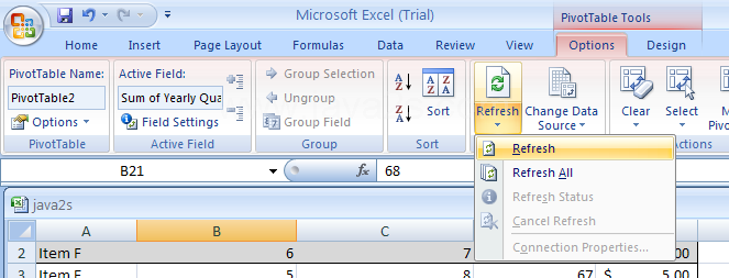 Refresh PivotTable