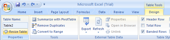 Resize a Table