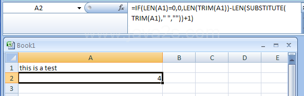 Returns the number of words