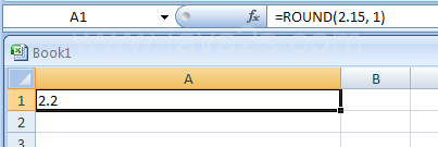 Input the formula: =ROUND(2.15, 1)