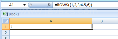 Input the formula: =ROWS({1,2,3;4,5,6}). Press Enter to get the result.