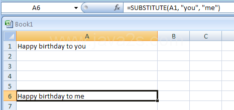 SUBSTITUTE(text,old_text,new_text,instance_num) substitutes new text for old text in a text string