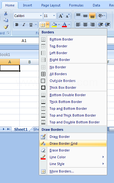 Switch between Draw Border and Draw Border Grid
