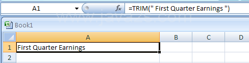 Input the formula: =TRIM