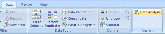 Click the Data tab. Click the Data Analysis button. If not available, load the add-in.