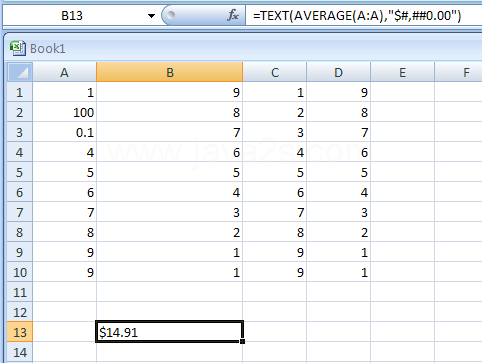 Input the formula: Average