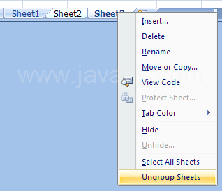 Right-click a grouped sheet tab. Then click Ungroup Sheet on the shortcut menu.