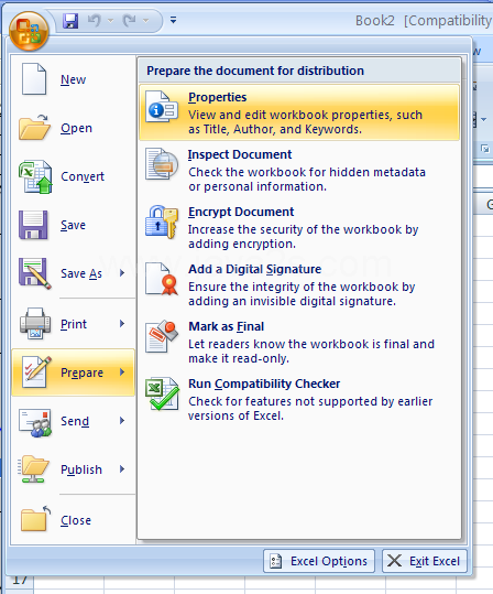 View and Edit Standard Workbook Properties