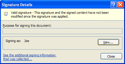 Select a signature Click View