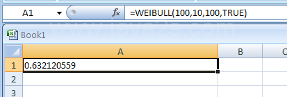 WEIBULL(x,alpha,beta,cumulative) returns the Weibull distribution