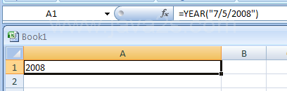 Input the formula: =YEAR