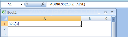 =ADDRESS(2,3,2,FALSE) return absolute row; relative column in R1C1 reference style
