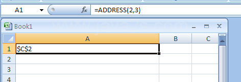 =ADDRESS(2,3) returns Absolute reference