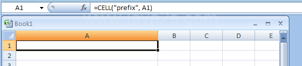 Input the formula: =CELL(