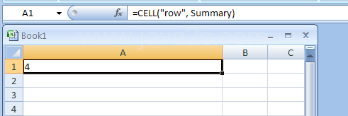 Input the formula: =CELL