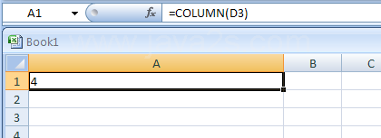 Input the formula: =COLUMN(D3)