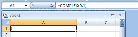 Input the formula: =COMPLEX(0,1)