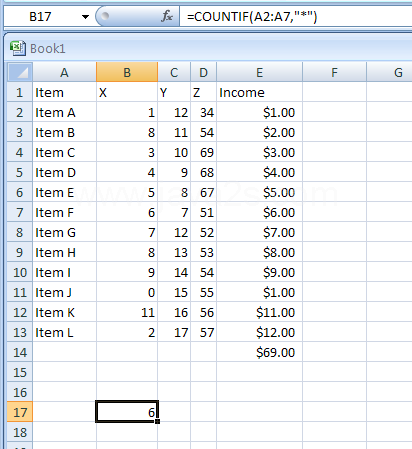 Input the formula: =COUNTIF