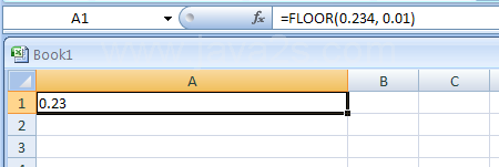 Input the formula: =FLOOR(0.234, 0.01)